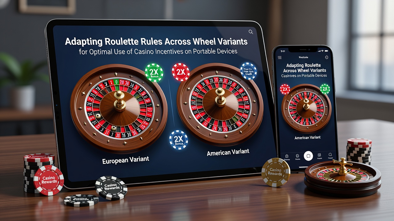 Roulette wheel variants displayed on mobile casino interfaces with bonus indicators