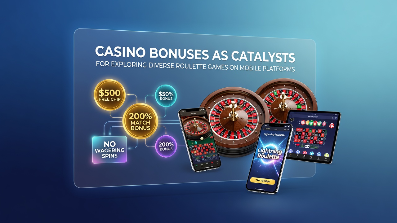 Smartphone screen displaying multiple roulette game thumbnails with active bonus banners