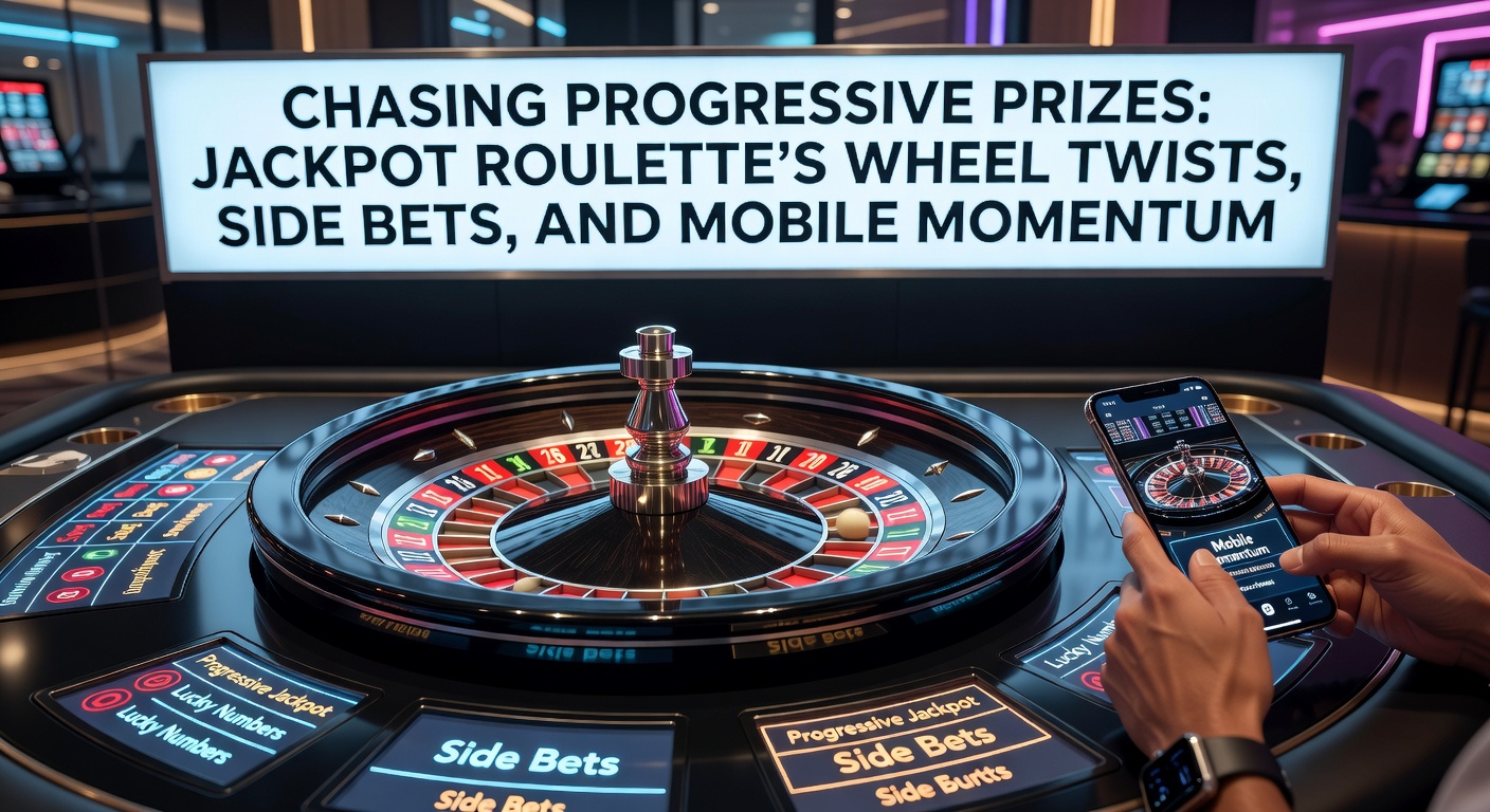 Close-up of a jackpot roulette table showing side bet panels with progressive meters, alongside a smartphone displaying the same game in a mobile app