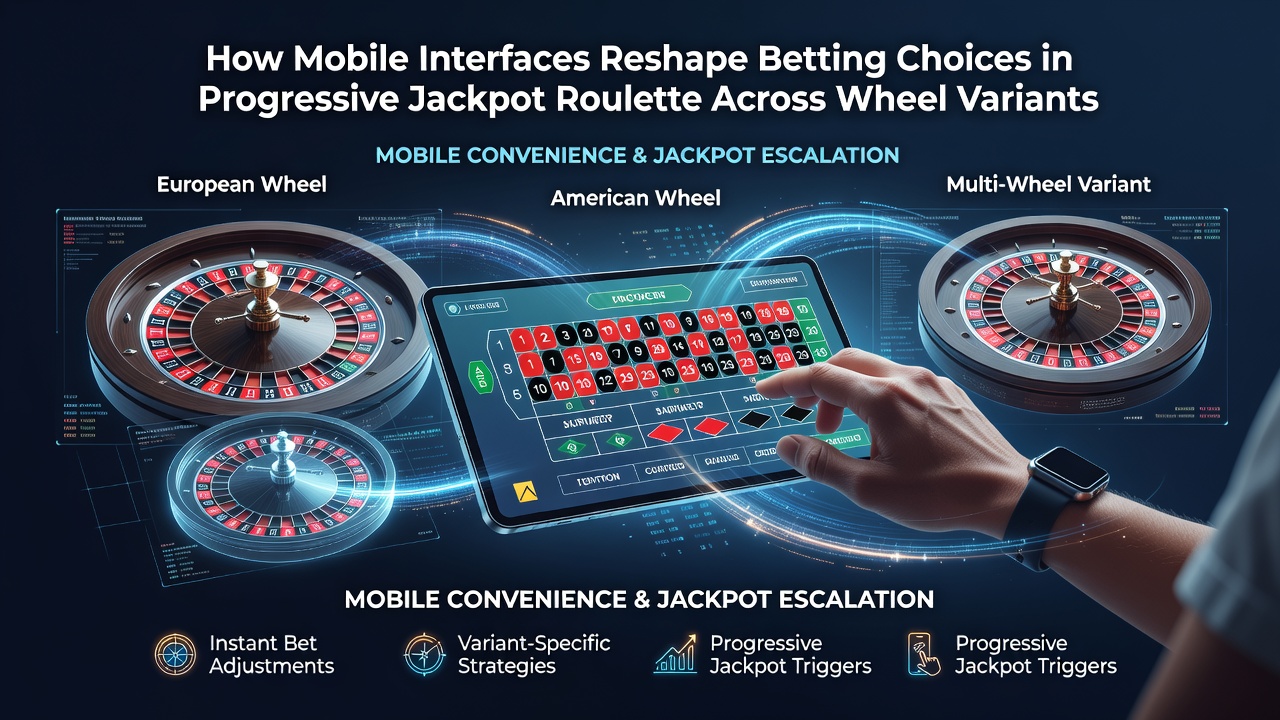 Close-up of progressive jackpot roulette mobile betting screen with wheel variants displayed