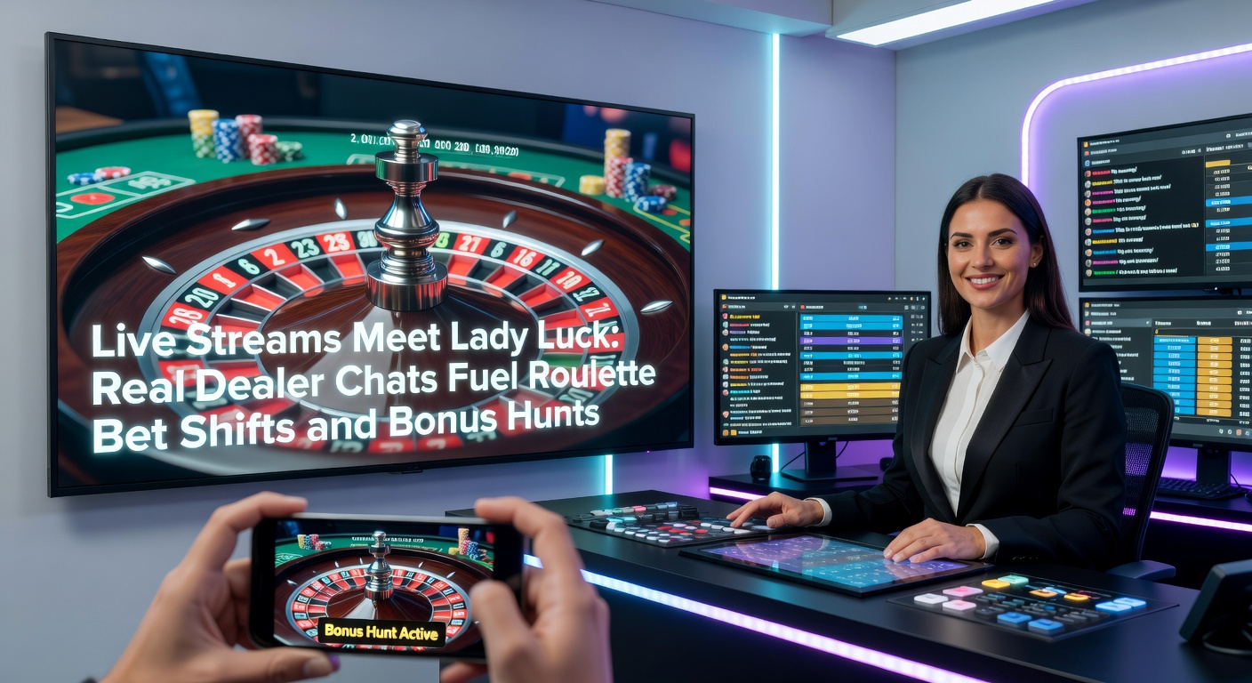 A live dealer at a roulette table engaging with chat messages from players during a streamed session