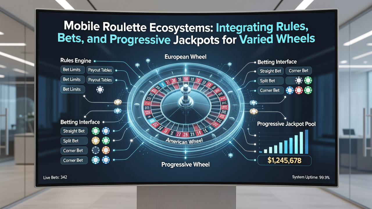 Progressive jackpot meter displayed on mobile roulette screen alongside wheel selection menu