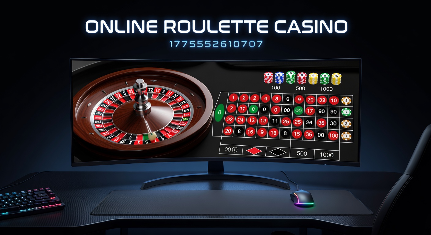 Vibrant digital roulette table in an online casino interface, showcasing spinning wheel and betting options on a sleek screen