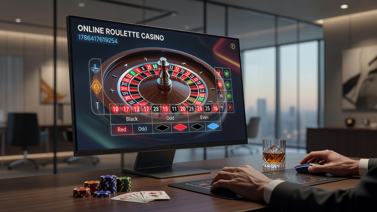 Close-up view of live dealer roulette table in an online casino environment