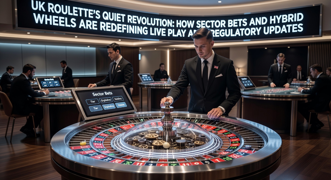 Hybrid roulette wheel in a UK live casino studio showing sector bet layouts and dealer interactions