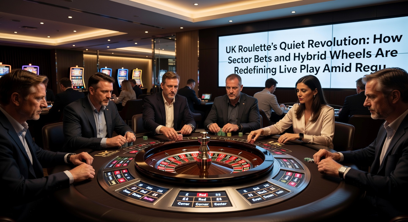 Live dealer managing sector bets on a hybrid roulette table with digital overlays for remote UK players