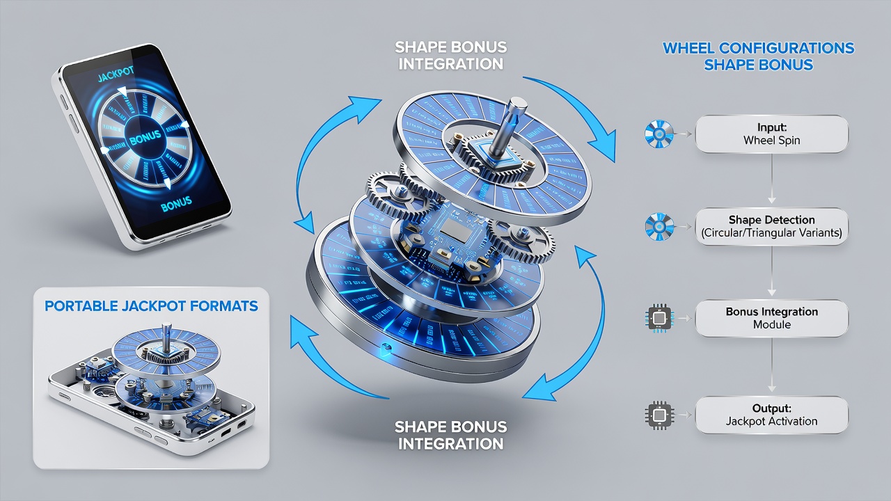 Illustration of bonus integration pathways between wheel mechanisms and mobile jackpot servers